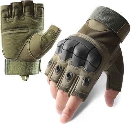 Flexible Fingerless Tactical Combat Gloves Debossed Polyurethane