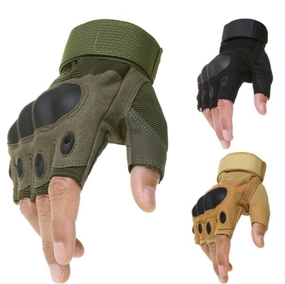 Flexible Fingerless Tactical Combat Gloves Debossed Polyurethane