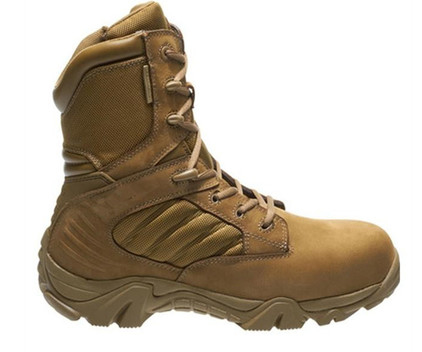 Padded Collar Anti Tear Brown Leather Tactical Boots Hot Weather