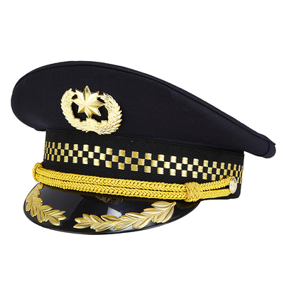 OEM Classic Large Brim Captain Uniform Hat Flight Attendant Pilot Security Airline Wide Brim Black