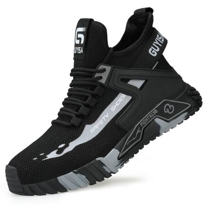 Men's Lightweight Breathable Work Safety Shoes Steel Toe Anti-Puncture Anti-Smash Odor-Resistant Summer Industrial Footwear Cross-Border