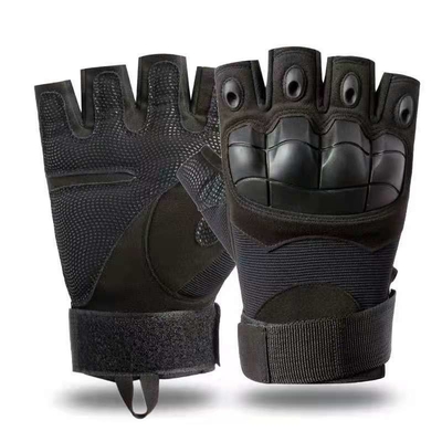 Green Khaki Black Leather PU Half Finger Tactical Gloves Nylon