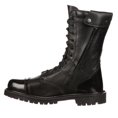 10" Side Zipper Ceremonial High Military Combat Boots Full Grain Leather