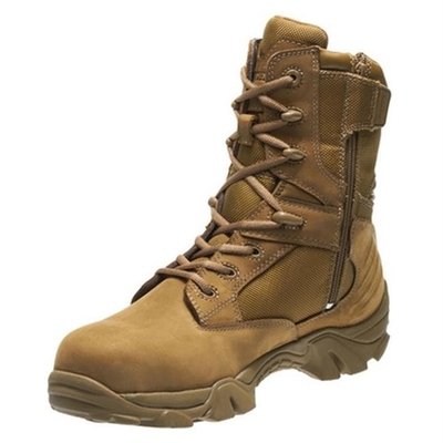 Padded Collar Anti Tear Brown Leather Tactical Boots Hot Weather