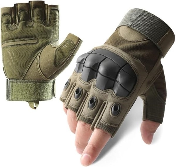 Flexible Fingerless Tactical Combat Gloves Debossed Polyurethane