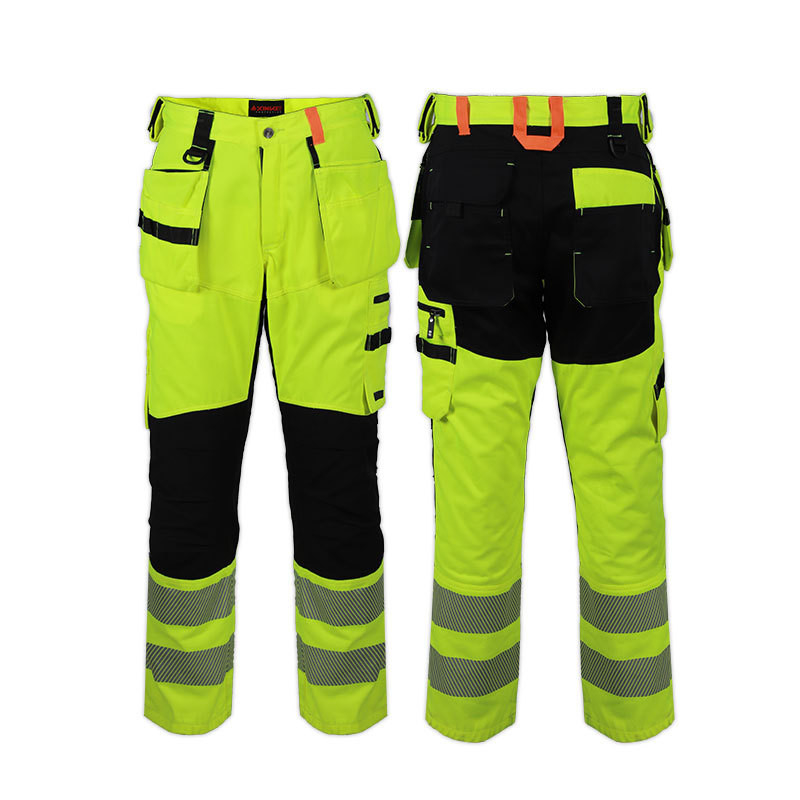 Custom Fluorescent Flame-Resistant Work Pants Colorblock Design Durable Breathable