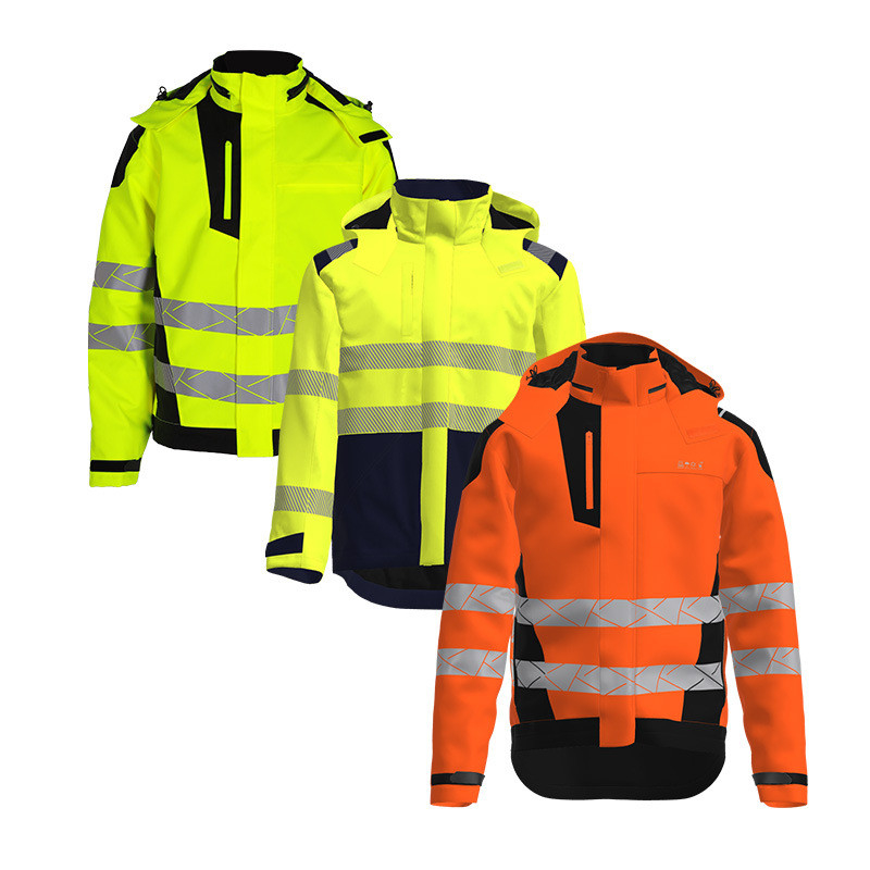 Women's Fluorescent Hooded Jacket Custom Flame-Resistant Coat High-Visibility Yellow Flame-Resistant Outerwear