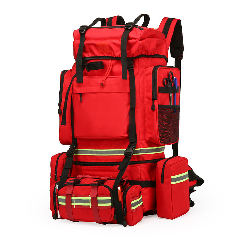 Emergency Rescue Backpack Survival Gear Bag Large-Capacity Waterproof Tactical Pack Outdoor Hiking Emergency Kit Thickened Oxford Fabric