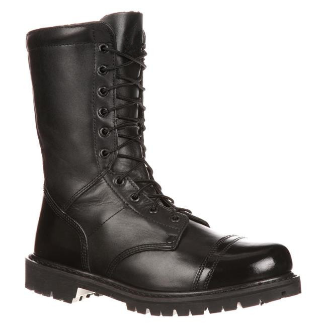 10" Side Zipper Ceremonial High Military Combat Boots Full Grain Leather