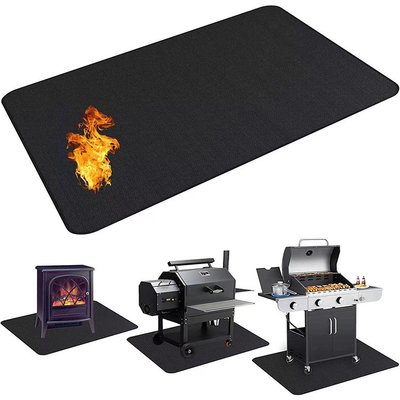 Vuurvaste ronde vuurput Mat ️ BBQ Grill & Bonfire Pad met vloeibare siliconencoating, hittebestendige ember mat voor dek, patio, gras en buitengebruik ️ Zwart