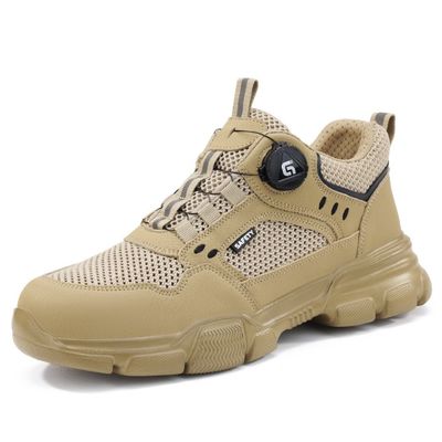 Mensen zomer lichtgewicht ademend veiligheidsschoenen stalen teenpunctie & impact resistent comfortabele werk schoenen met slimme knop